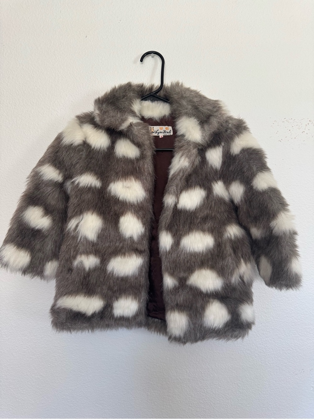 Kids Faux Fur Coat in Gray and White - Stylish Winter Jacket